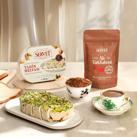 Tahini Halva with Pistachios 400g + Servet Ala Turkish Coffee 100g